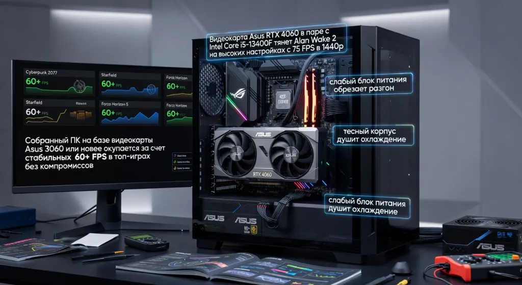 Сборка ПК на видеокарте Asus: оптимальные комплектующие — практический разбор с тестами в актуальных играх